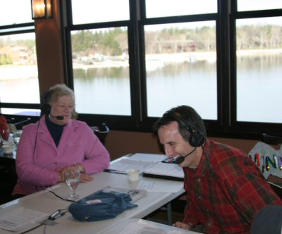 Governor Pawlenty shares a laugh with Lt. Governor Molnau, while hosting his weekly radio show, 