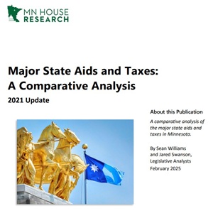 Cover of the Minnesota House Research Department's report titled "Major State Aids and Taxes: A Comparative Analysis"